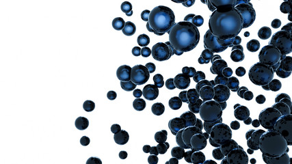 3D render - blue, transparent spheres floating in space