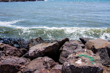 Sea waves crashing on the rocks. Black sea. Bulgaria