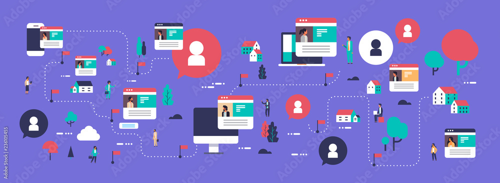 Aufkleber social profiling map online media isometric network interface design wan woman profile mobile comput