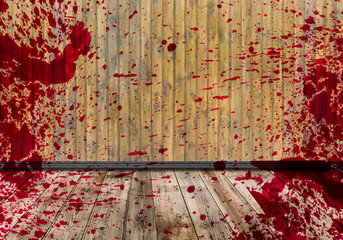 Blood on wall, abstract room interior