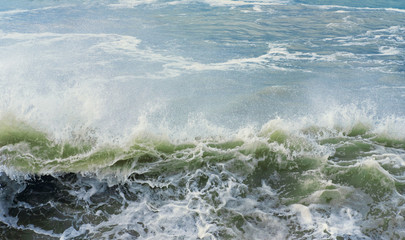 Splashing green sea wave