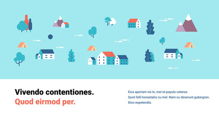camping forest travel isometric map isolated expedition concept flat horizontal copy space