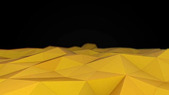 Yellow abstract polygonal 3d background loop video, seamless video