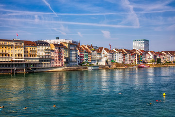 The river Rhine and the historic center of Basel