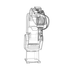 3D outline Robotic arm. Vector rendering of 3d