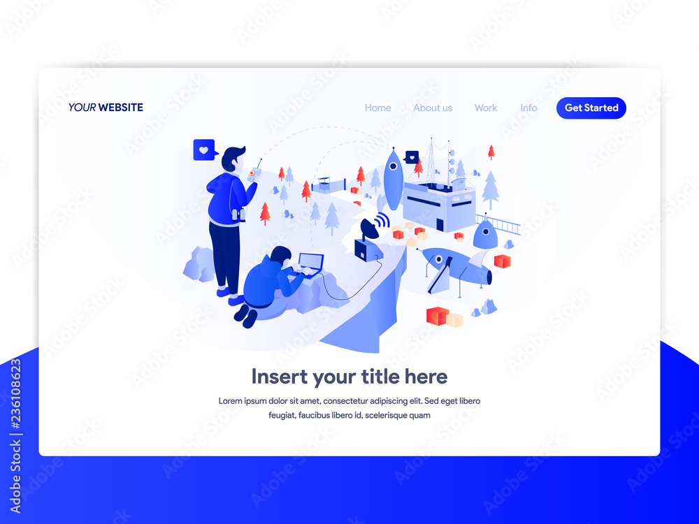 Poster landing page template of startup business concept. modern flat design concept of web page design for