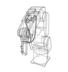 3D outline Robotic arm. Vector rendering of 3d