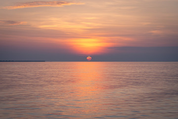 Wonderful and colorful sunset over ocean on Maldives