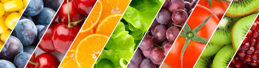 Foto op Plexiglas Background of mixed fruits and vegetables © seralex