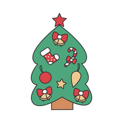 cute cartoon christmas tree vector illustration isolated on white background