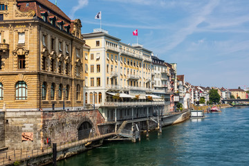 The river Rhine and the historic center of Basel