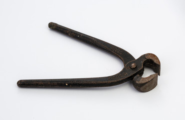 old pliers isolated on white background