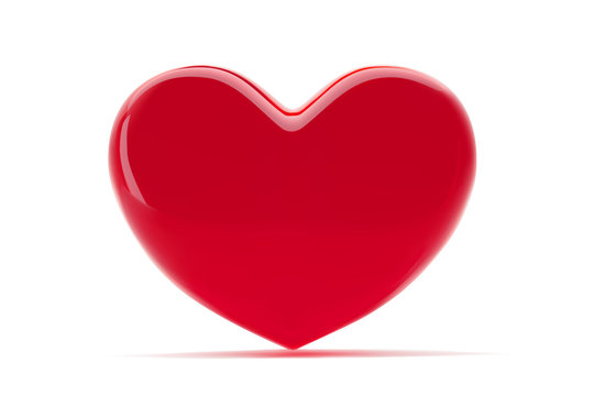 Red heart isolated on white background. St valentines symbol. 3d realistic Illustration with a red valentine heart.