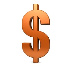 dollar 3d sign orange