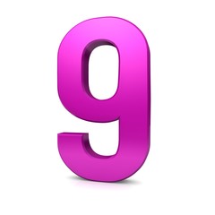 9 number nine 3d pink sign render isolated on white background