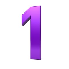 number 1 one purple 3d render graphic numeral isolated digit on white background