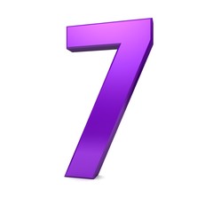 number 7 seven purple 3d render graphic numeral isolated digit on white background