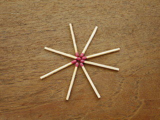 matches on wood background
