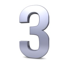 3 number three silver 3d render