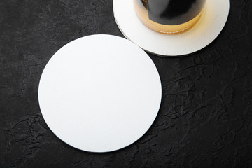 Glass coaster for restaurant. Empty space for text or logo.