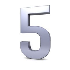 5 number five silver 3d render