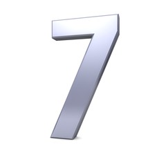 7 number seven silver 3d render