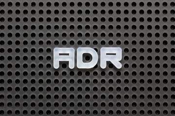 Black color pegboard with white letter in word ADR (Abbreviation of adverse drug reaction)