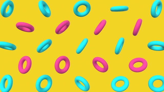 abstract Rings background. Fashion motion pattern. Colorful 3d abstract background. Minimal animation art. funky background. crazy motion graphics backdrop. 3d minimal motion art 4k