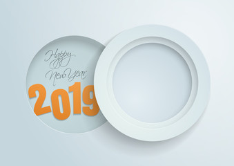 Happy New Year with White Paper Circles Background