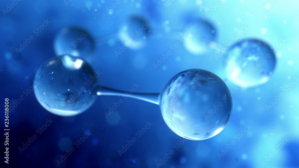 Wall mural abstract atom or molecule structure. under microscope