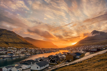 Sunrise in Klaksvik, Faroe Islands