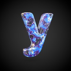 Acrylic pouring letter Y lowercase isolated on black background