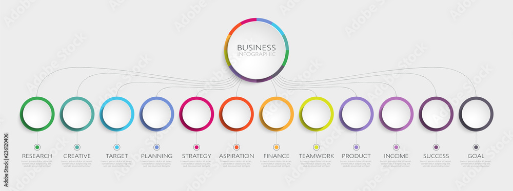 Poster abstract 3d infographic template with 12 steps for success. business circle template with options fo