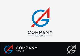 Initial letters AG logo with circle and straight line style 