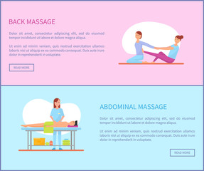 Back and Abdominal Massage Therapy Set Vector