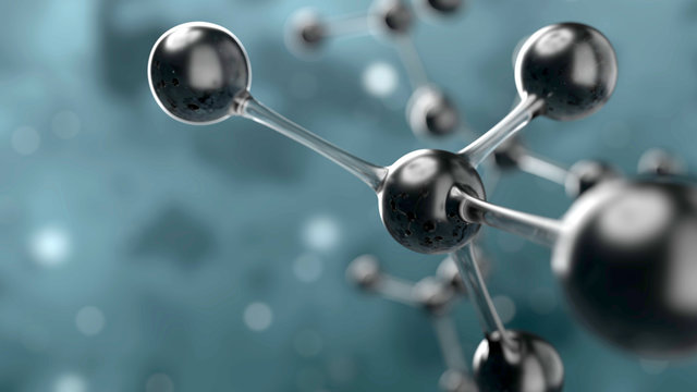 3d illustration of black atom or molecular structure