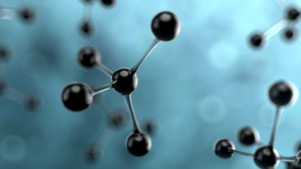 3d illustration of black atom or molecular structure