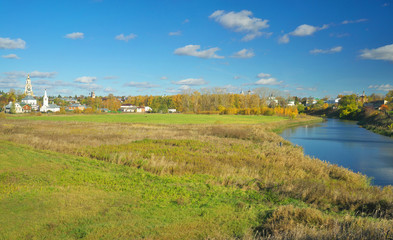 Rural landscape in Central Russia. Golden autumn.