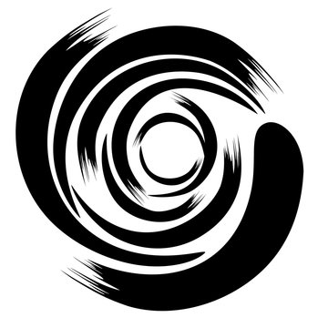 An abstract brush style vector Hurricane symbol in black on a white isolated background