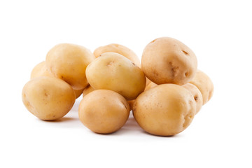 raw yellow potato isolated on white background