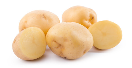 raw yellow potato isolated on white background