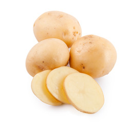 raw yellow potato isolated on white background