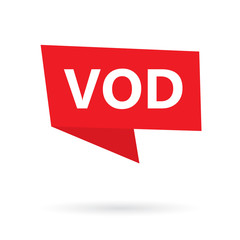 VOD (Video On Demand) acronym on a sticker- vector illustration