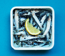 Process of making little salted fish with lemon and spices