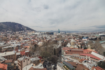Fototapeta na wymiar Beautiful viewpoint of Tbilisi city, Georgia