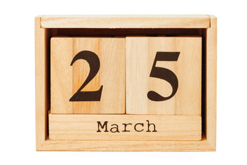wood calendar isolated on white background