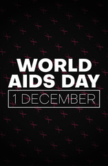World aids day, 1 December. Black poster with awareness ribbons.
