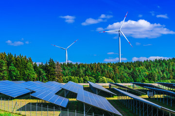 Wind turbines farm. Windmill