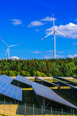 Wind turbines farm. Windmill