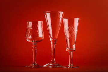 three crystal glasses